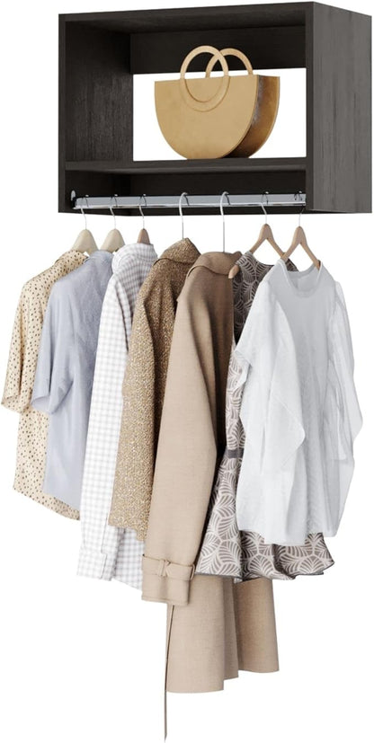 Tall Hanging Closet Unit - Modular Closet System For Hanging - Closet Organizers And Storage Shelves (Grey, 19.5 inches Wide)