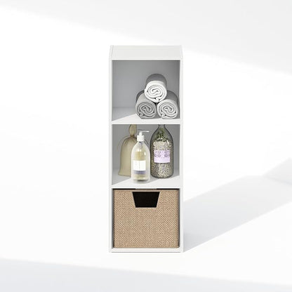 Furinno Reed Closet Organizers and Storage, 3-Tier Closet Organizer, Open Shelf Closet Storage, for Wardrobe, Bedroom, Living Room, White