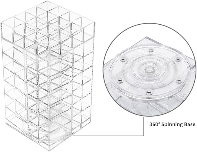 HBlife Lipstick Holder, Acrylic Rotating 64 Lipstick Tower Organizer Spinning Lipgloss Holder with Removable Dividers