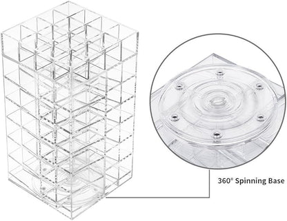 HBlife Lipstick Holder, Acrylic Rotating 64 Lipstick Tower Organizer Spinning Lipgloss Holder with Removable Dividers