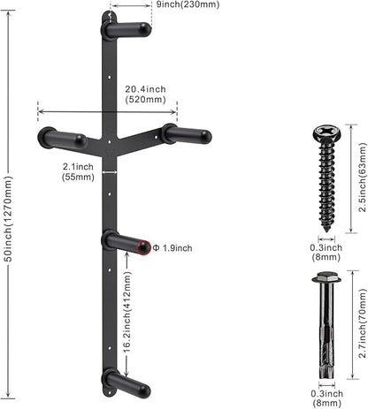 Kipika Weight Plate Storage Rack - Wall Mounted Weight Plate Holder with Durable Steel Construction Organizer for Olympic Plates, 1000lb Capacity, Space-Saving for Home Gym