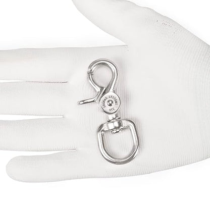 SHONAN 2.65" Trigger Snap Hooks, Marine Grade Stainless Steel 316 Swivel Trigger Snaps, 100 Lbs Capacity Scissor Snaps, 2 Pack Lobster Claw Clips for Flag Pole, Dog Leash, Camera Straps, and Cages
