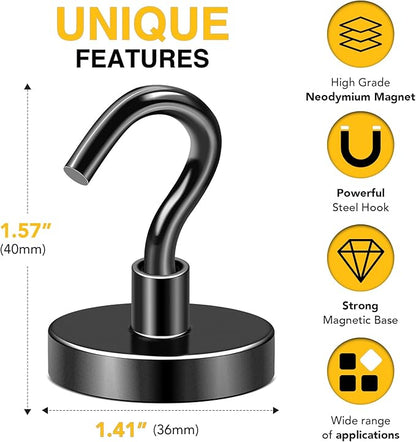 DIYMAG Magnetic Hooks, 170Lbs Silver Strong Heavy Duty Cruise Garage Magnet S-Hooks for Classroom, Fridge, Hanging, Cabins, Grill, Kitchen, Garage, Workplace and Office Etc, 10 Pack