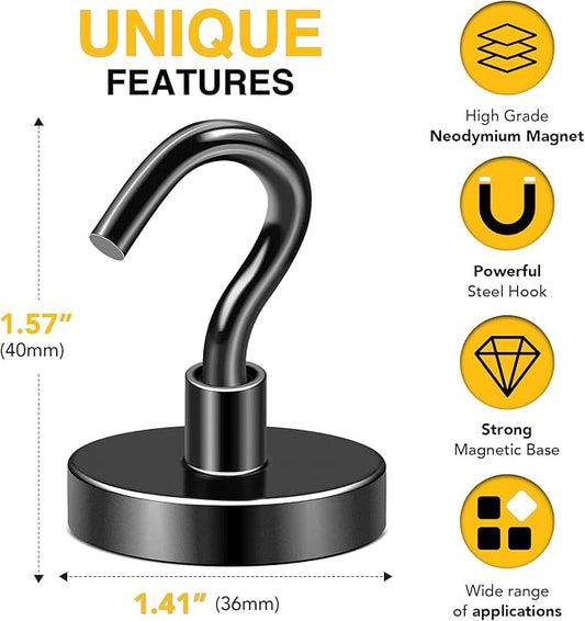 DIYMAG Magnetic Hooks, 170Lbs Silver Strong Heavy Duty Cruise Garage Magnet S-Hooks for Classroom, Fridge, Hanging, Cabins, Grill, Kitchen, Garage, Workplace and Office Etc, 10 Pack