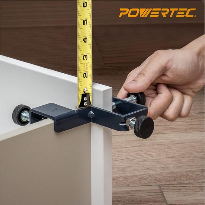 POWERTEC 72223 Cabinet Hardware Jig w/Drawer Front Installation Clamps Kit, Precision Marking System and Drawer Face Clamp for Installing Pulls, Knobs, Handles on Cabinet & Drawer