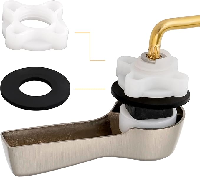 Hibbent Universal Metal Side Mount Toilet Handle Replacement Kit, Brass Toilet Flush Tank Lever with Stainless Steel Flapper Chains for Most Toilets, Brushed Nickel Finish