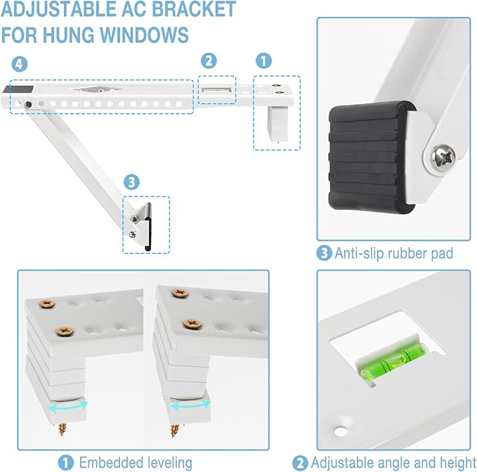 HOXHA Window AC Bracket, Universal Window Air Conditioner Support Bracket, Heavy Duty Window AC Mount, Air Conditioner Holder for Hung Windows, Support Up to 200 lbs