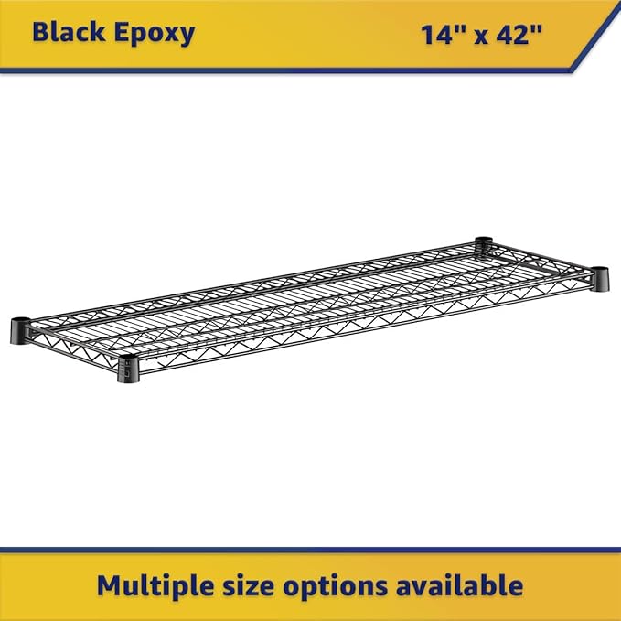 2-Pack Black 14" x 42" Additional Wire Shelf for Shelving Units, Replacement Shelves for Wire Rack