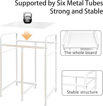 Home Printer Stand with Charging Station, 24x18 Inches Stands for Large Printer, Printer Shredder Stand with Storage for Home Office, Table for Fax Machine/PC Tower (White)