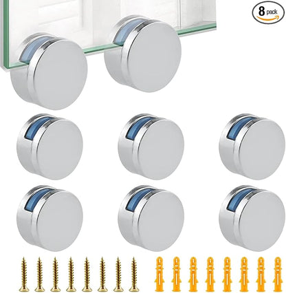 8 Pack Frameless Mirror Mounting Hardware Kit, Zinc Alloy Mirror Holders, Mirror Glass Hanging Bracket, Glass Mounting Clips Bathroom Mirrors Supporting Shelf Clamps Fits for 3-5mm Thick Glass