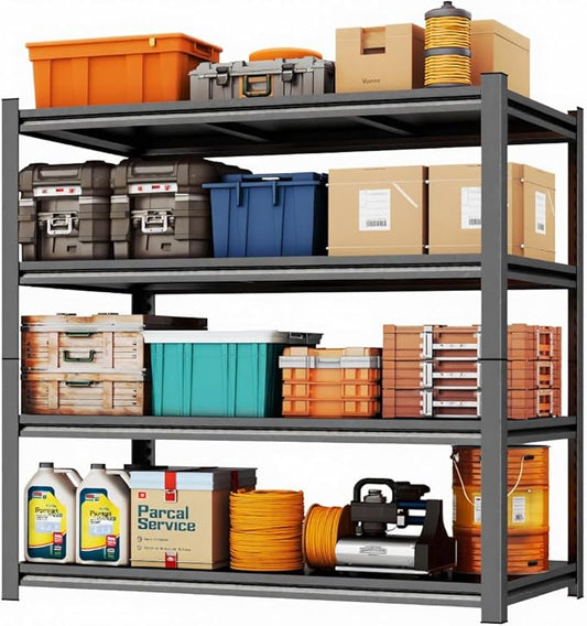 47" W x 24''D Garage Shelving 2000LBS Storage Shelves 4 Tier Industrial Shelving Adjustable Metal Storage Shelves for Garage, Basement, Warehouse, Commercial, Easy Assemble,63" H