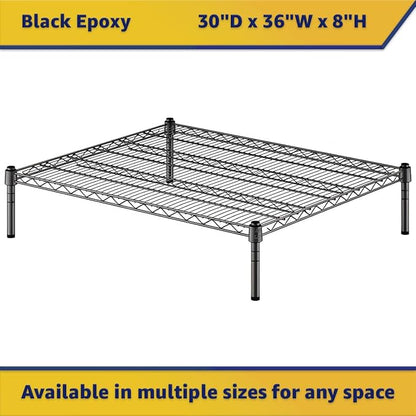 30" x 36" x 8" Black Epoxy Wire Storage Shelf, Dunnage Rack, Commercial 1 Tier Small Shelf