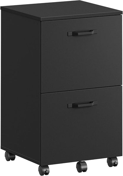 VASAGLE 2-Drawer File Cabinet, Small Rolling Filing Cabinet for Home Office, Printer Stand, for A4, Letter-Size Documents, 15.7 x 16.5 x 27.6 Inches, Ink Black UOFC040B16