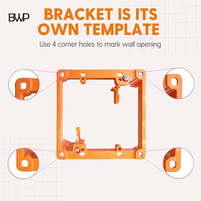 BWP Low Voltage Mounting Bracket 2 Gang, 2 Pack for Dual Gang Wall Plate, Telephone Wires, Network Cables, HDMI, Coaxial, Speaker Cables - Low Voltage Box Cable Wall Plate Bracket, Mud Ring