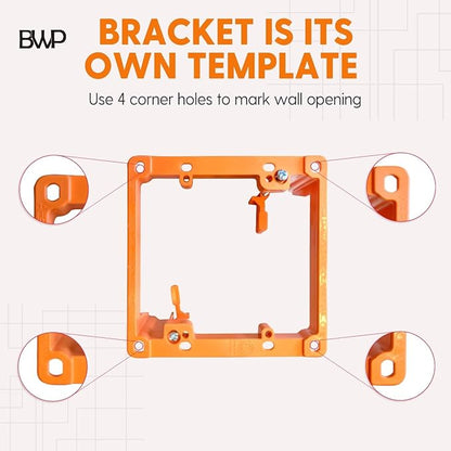 BWP Low Voltage Mounting Bracket 2 Gang, 2 Pack for Dual Gang Wall Plate, Telephone Wires, Network Cables, HDMI, Coaxial, Speaker Cables - Low Voltage Box Cable Wall Plate Bracket, Mud Ring