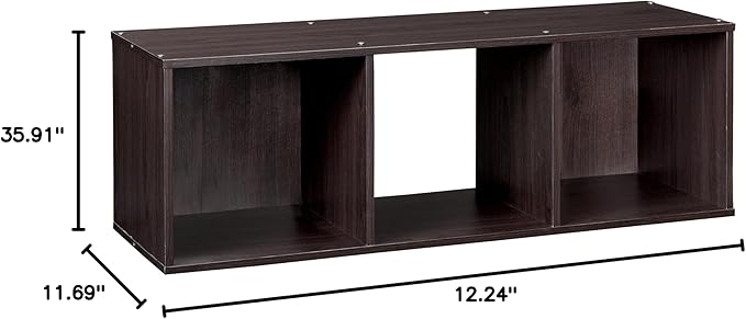 ClosetMaid Cubeicals 3 Cube Storage Shelf Organizer Bookshelf, Stackable, Vertical or Horizontal, Easy Assembly, Wood, Espresso Finish