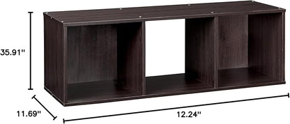 ClosetMaid Cubeicals 3 Cube Storage Shelf Organizer Bookshelf, Stackable, Vertical or Horizontal, Easy Assembly, Wood, Espresso Finish
