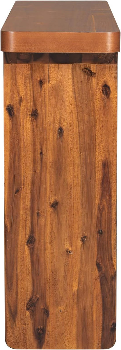 Elegant Acacia Veneer Entryway Table, Narrow Sofa Table Behind The Couch, Minimalist Rectangular Entryway Table, Modern Foyer Tables for Entryway, Hallway, Living Room, Foyer, Corridor (Natural-40RT)