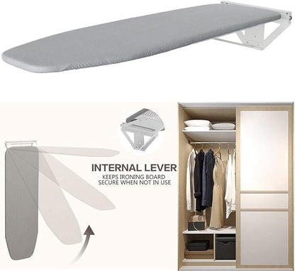 39"x12" Wall-Mounted Ironing Board Foldable Clothes Ironing Table Pull-Out Stow Away Ironing Board Retractable Small Ironing Board Ironing Storage Station Door Hanging Laundry for Home Apartment