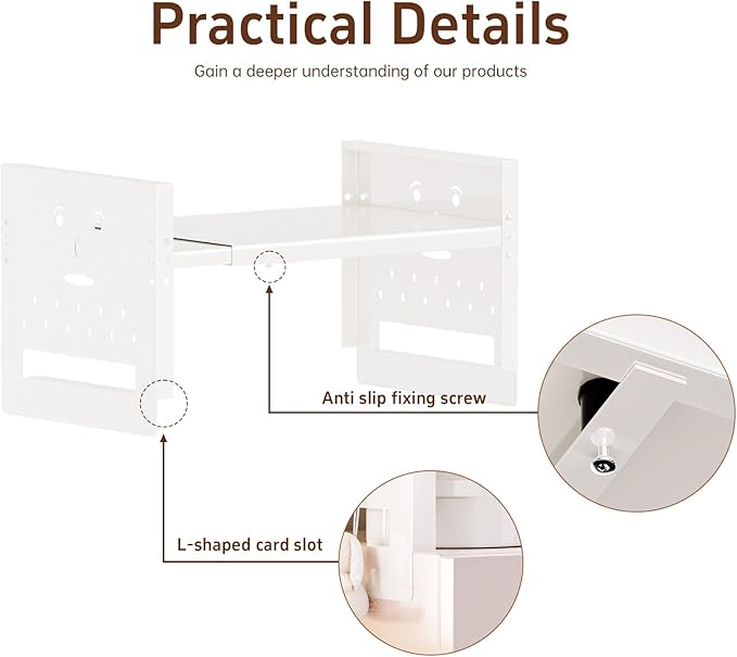 Adjustable Top Storage Shelf for Refrigerator or Washer, Dryer Countertop, Expandable Storage Shelves for Kitchen, Laundry Room and Dorm Room (White)