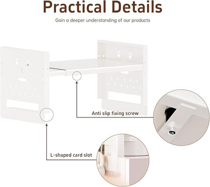 Adjustable Top Storage Shelf for Refrigerator or Washer, Dryer Countertop, Expandable Storage Shelves for Kitchen, Laundry Room and Dorm Room (White)