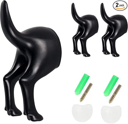 Dog Tail Hooks Set of 2, Wall Mounted Dog Butt Hook Door Hanger, Hat Coat Key Leash Towel Hanger, Key Holder for Wall Rustic Decor Pet Lovers Gifts