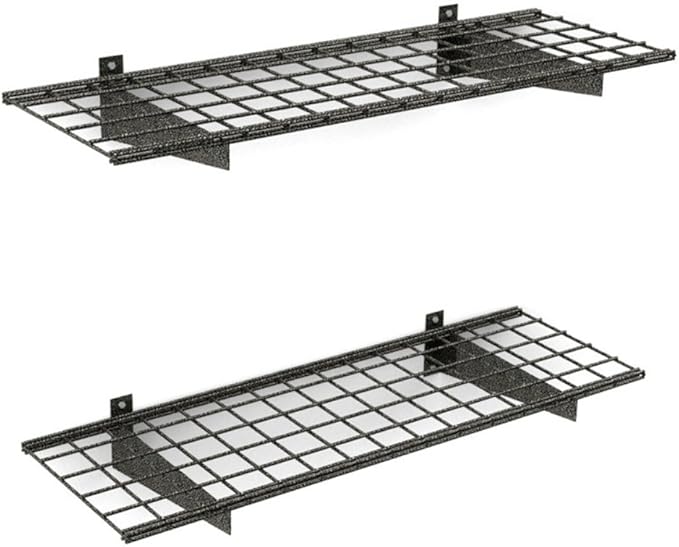 Hyloft 00651 2-Pack Heavy Duty Steel Wall Garage Shelving, 45-Inch X 15-Inch, Low-Profile Brackets, Max Shelf Load 200 Pounds, Hammertone