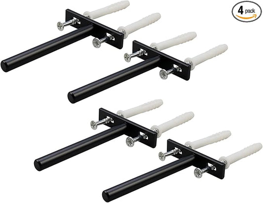 Antrader Set of 4 Floating Shelf Brackets, 4-Inch(Deep) Concealed Blind Shelf Support for Raw Wood Shelves, Matte Black, Screws and Anchors Included