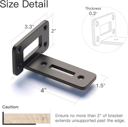 LEOPO 4 Inch Openwork T Shelf Brackets for DIY Floating Shelf,1/5 Inch Thick Heavy Duty Metal Shelf Bracket,L Brackets for Shelves Support, 6-Pack