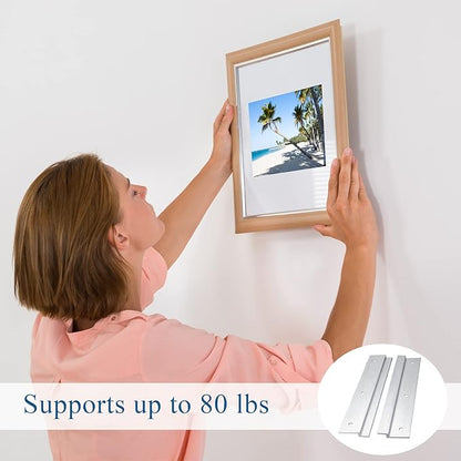 12 Pack French Cleat Hanger Headboard Wall Mounting Brackets Cleat Picture Hanger Kit Z Bar Supports with Plastic Expansion Tube Screws Silicone Dots for Picture Mirror Whiteboard (12 Inch)