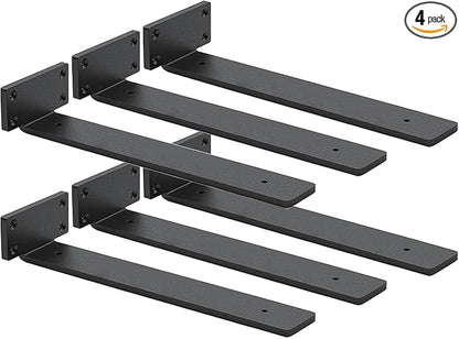 6 Pack Shelf Brackets 14 Inch Floating Shelf Bracket 1/5 inch Thick Heavy Duty Hidden Shelf Brackets Iron Metal Brackets for Shelf Support with Screw Included