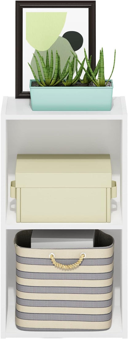 Furinno PASIR Book Shelf, 2-Tier Modern Bookshelf, Open Shelves Bookcase 9 x 12 x 21, for Living Room, Bedroom, Home Office, White