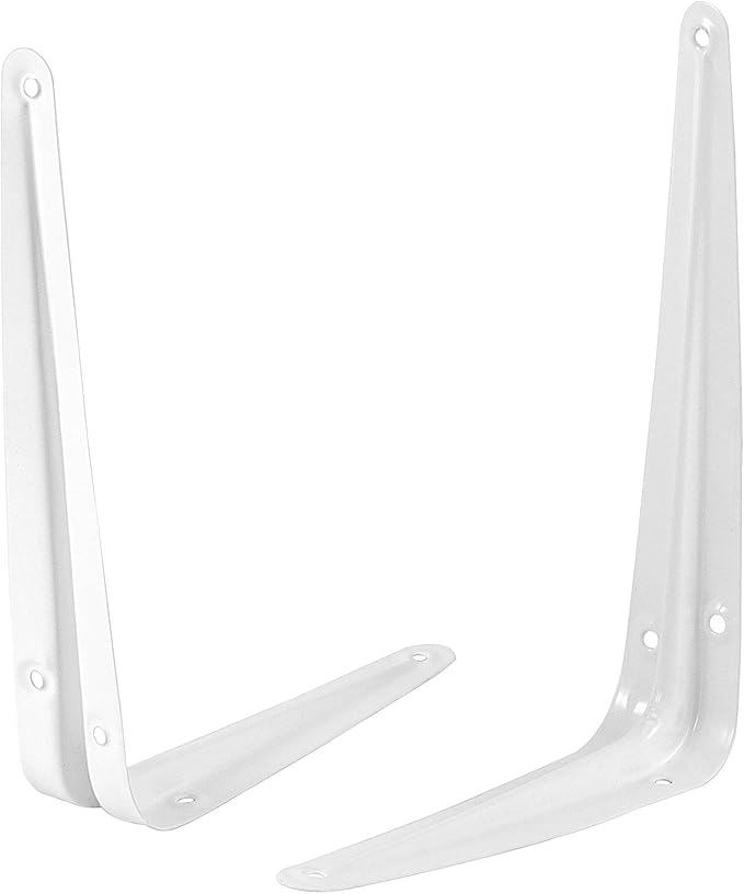 ZOENHOU 24 Pack 8 x 10 Inch White Shelf Brackets, Heavy Duty L Bracket Support with 144 Screws and 72 Expansion Tubes, Metal Wall Corner Angle Shelving Shelf Bracket for Wall Hanging Shelves