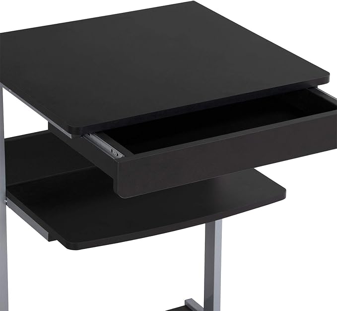Yaheetech Mobile Computer Desk Cart, Small Rolling Laptop Desk PC Table Workstation with Drawer and Printer Shelf, Writing Desk Table for Small Space/Home Office