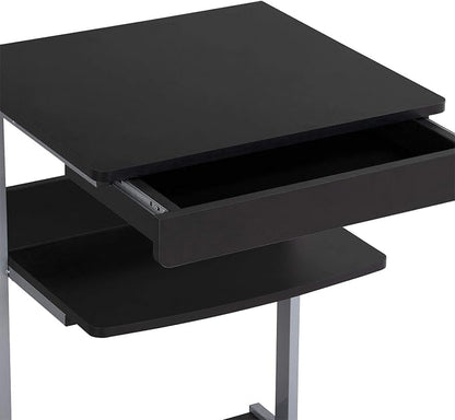 Yaheetech Mobile Computer Desk Cart, Small Rolling Laptop Desk PC Table Workstation with Drawer and Printer Shelf, Writing Desk Table for Small Space/Home Office