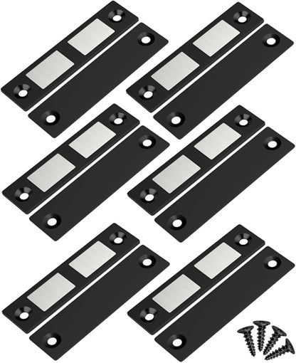 Jiayi 6 Pack Ultra Thin Magnets Latch, 30 Lb Kitchen Door Magnetic Catch Screw on Adhesive, Strong Cabinet Double Magnet Catch for Wardrobe Closet Door Drawer Wardrobe Cupboard Closing