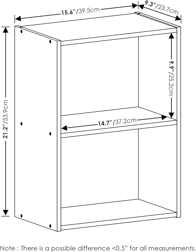 Furinno Luder Bookcase / Book / Storage, 2-Tier, Light Blue/White