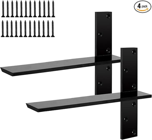 2-Pack Floating Shower Bench Brackets - 18" L x 2.5" W Heavy-Duty Hidden Countertop Wall Support Brackets, 3/8" Thick, Ideal for Floating Vanity, Cabinets, Granite,Dishwashers, Bin,and Bench Seats