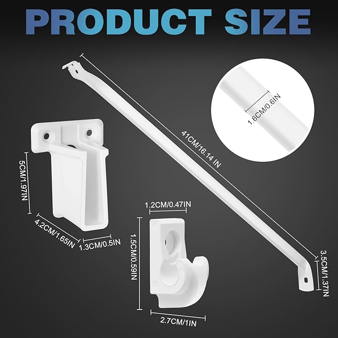 12 Inch Wire Shelf Brackets Set, 3PCS Closet Shelf Brackets with 6 Wire Shelf Clips, 2 End Brackets and Screws, Metal Support Bracket for Wire Closet Shelving, Heavy Duty
