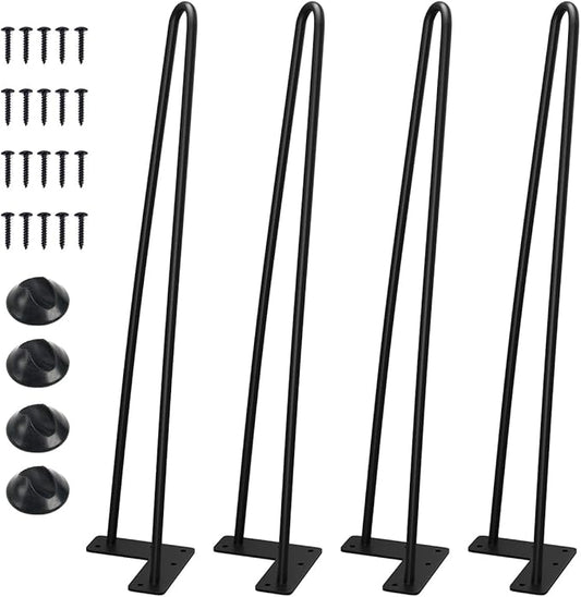 SMARTSTANDARD 20 Inch Heavy Duty Hairpin Furniture Legs, Metal Home DIY Projects for Nightstand, Coffee Table, Desk, etc with Rubber Floor Protectors Black 4PCS