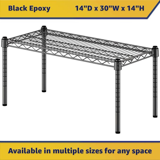 14" x 30" x 14" Black Epoxy Wire Storage Shelf, Dunnage Rack, Commercial 1 Tier Small Shelf