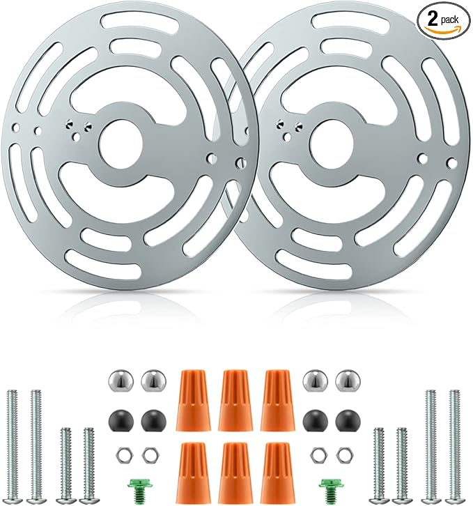 Qc Universal Light Crossbar - 4 Inches Light Fixture Mounting Bracket with Ground Screw and Acorn Cap Nuts for Mount Wall Light, Close to Ceiling Light (2 Pack)