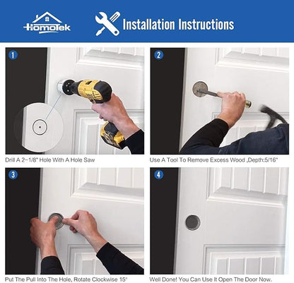 HOMOTEK 4 Pack Closet Door Finger Pull 2-1/16”, Easy Snap in Installation, Black, Fits a 5/16”Depth x 2-1/16" Diameter Opening Hole