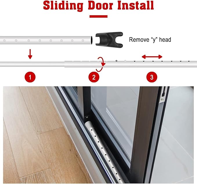 SECURITYMAN 3-in-1 Door Security Bar & Sliding Patio Door Security Bar (2 Pack) via Interchangeable Caps - Heavy Duty Iron Door Stoppers for Home, Apartment, Travel Hotel, Sliding Windows - White