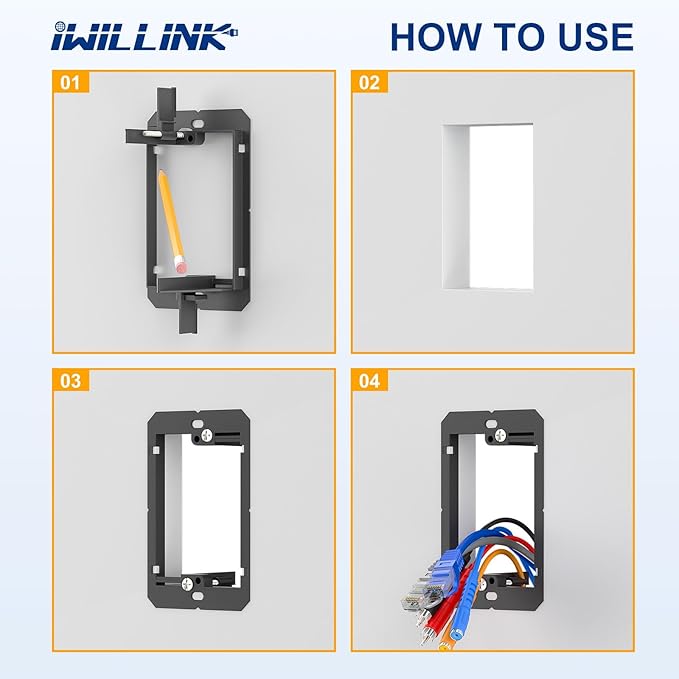 Iwillink Low Voltage Mounting Bracket (1-Gang, 25 Pack) for Single Gang Wall Plate, Telephone Wires, Network Cables, HDMI, Coaxial, Speaker Cables