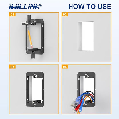 Iwillink Low Voltage Mounting Bracket (1-Gang, 10 Pack) for Single Gang Wall Plate, Telephone Wires, Network Cables, HDMI, Coaxial, Speaker Cables