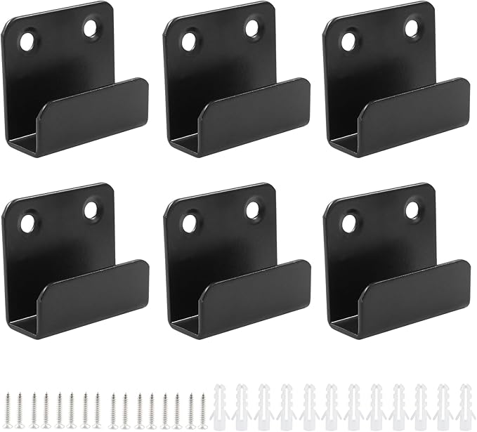 6 Pack Wall Hanger Fastener, Stainless Steel Mount Brackets Hook With 10mm Inner Width Heavy Duty Tile Display Hangers for Ceramic (Black)