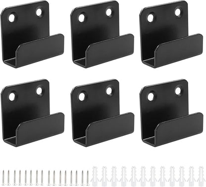6 Pack Wall Hanger Fastener, Stainless Steel Mount Brackets Hook With 10mm Inner Width Heavy Duty Tile Display Hangers for Ceramic (Black)