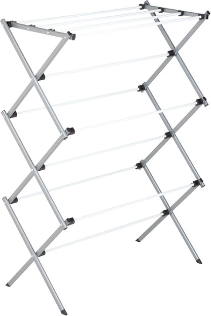 Honey-Can-Do Deluxe Metal Collapsible Clothes Drying Rack, 50 lbs, 29" x 14.2" x 42.1", White & Grey