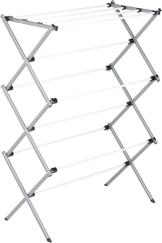 Honey-Can-Do Deluxe Metal Collapsible Clothes Drying Rack, 50 lbs, 29" x 14.2" x 42.1", White & Grey